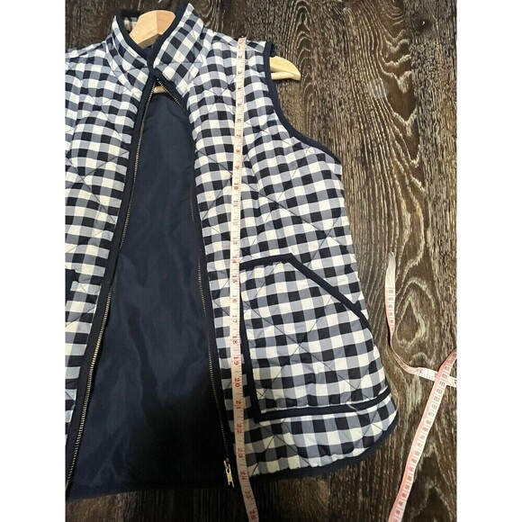 J.Crew Mercantile Women’s Excursion Down Vest In Gingham Zip Up White Size S N71 - Picture 7 of 7